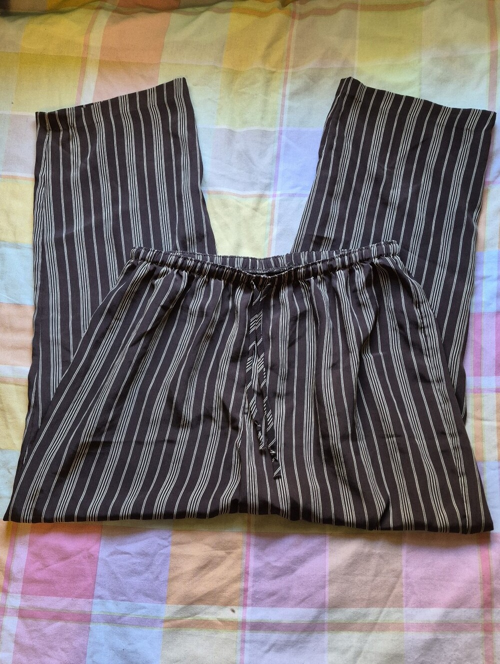 Essentials Brown and White Striped Straight Leg Pants